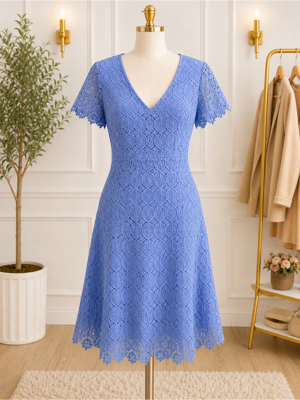 Adrianna Papell Women’s Size 0 Periwinkle Short Elegant Formal Occasion Dress